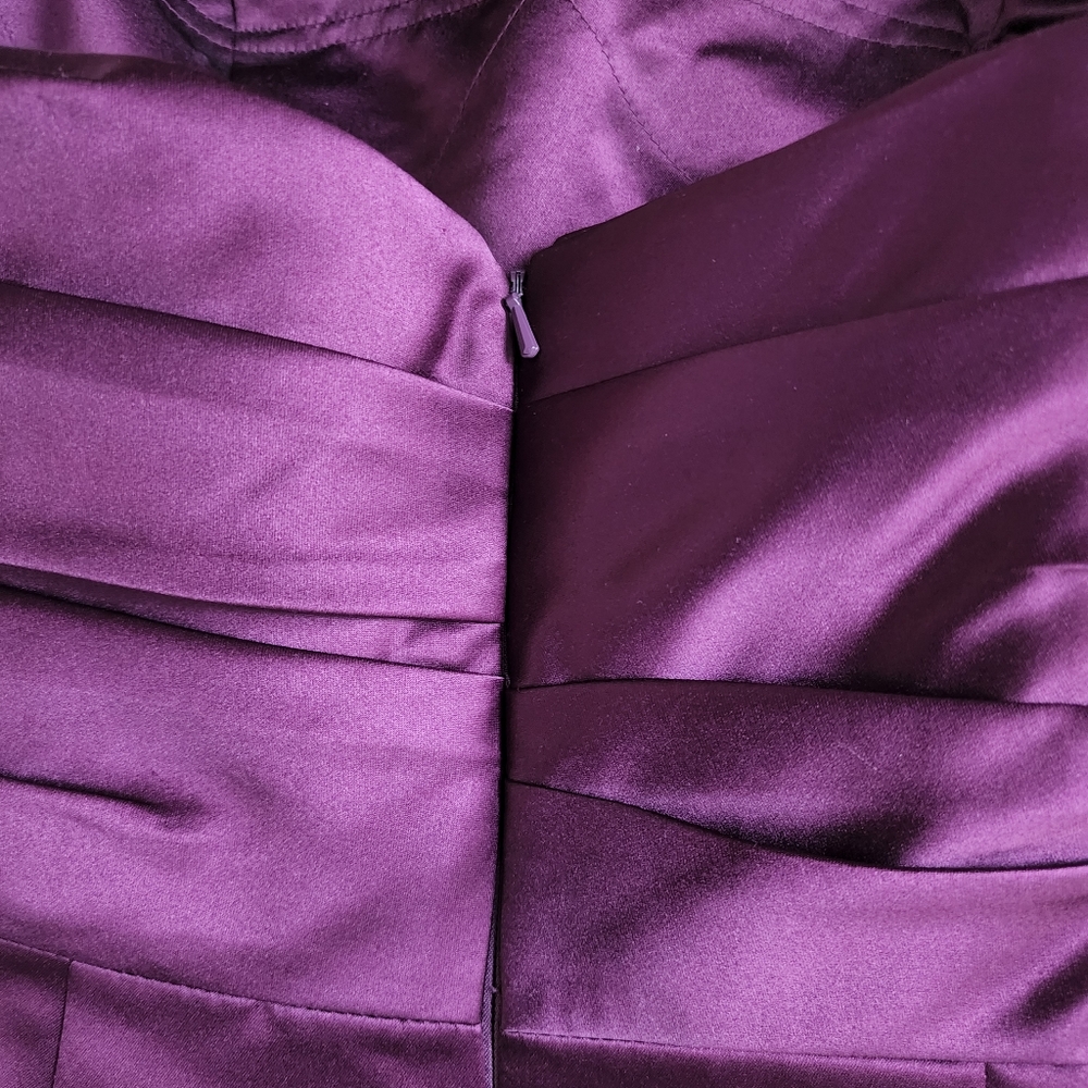 Bill Levkoff Purple Strapless Rouged Formal Dress, Sz 12 - Picture 5 of 10